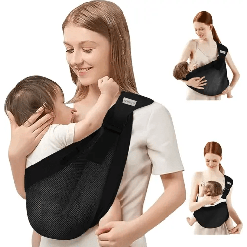 Baby Sling Carrier Newborn to Toddler,Updated Adjustable One Shoulder Labor-Saving Baby Holder Carrier,Tollder Sling Carrying 7-45 lbs (Summer-Black)