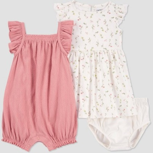 Carter's Just One You®️ Baby Girls' 2pk Floral Dress Set - Pink/Cream, Size: 3M