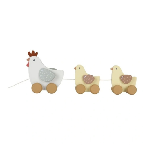 Little Farm Pull Along Wooden Chickens Toy