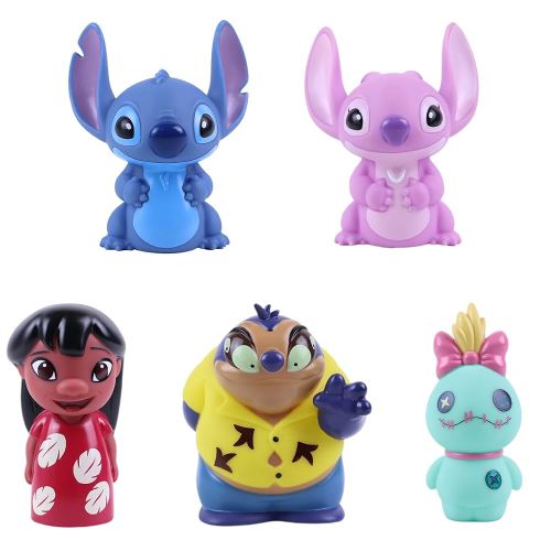 Disney Stitch - 5 Piece Jumbo Squirter Bucket - Bath Toys for Baby and Toddlers - Includes Organizer Bucket - Store Bath Time Water Toys