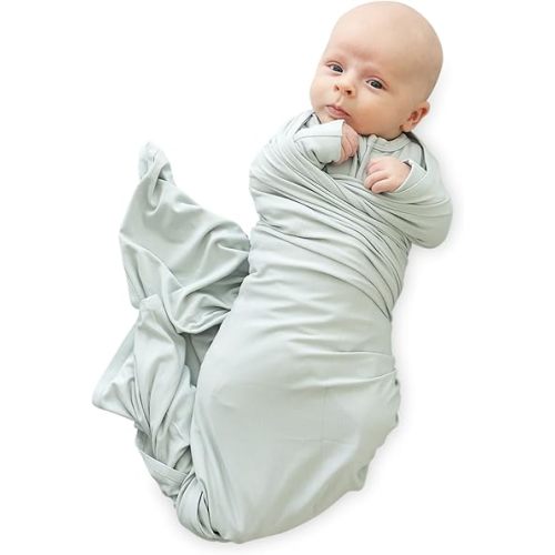 Caden Lane Baby Swaddle & Receiving Blanket, Soft, Breathable & Temperature-Regulating Bamboo Viscose Fabric for Swaddling Newborns, Gender Neutral Infant Blanket for Boys & Girls, Lily Pad Green