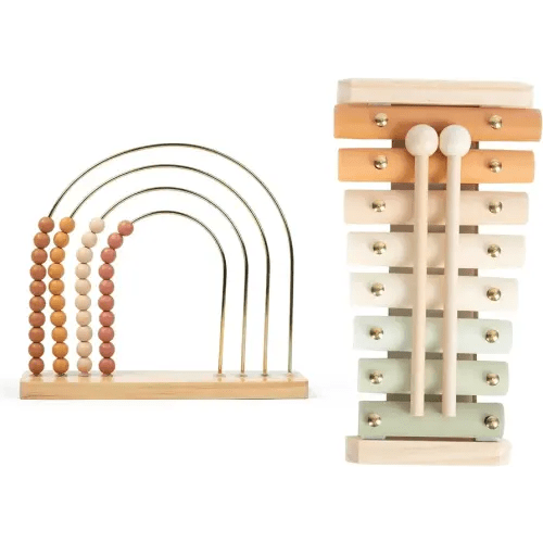 Xylophone and Abacus Bundle- Aesthetic Toys for Baby and Toddler - Boho Nursery Decor
