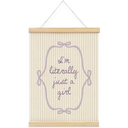 Wheatwin Baby Girl Nursery Decor, Baby Girl Room Decor, I’m Literally Just A Girl Wooden Poster Hanger, Pink Bow Coquette Trendy Preppy Girly Wall Decor, 12x16 Inch - Purple