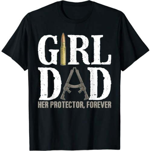 ZOCAVIA Mens Girl Dad Her Protector Forever Funny Father of Girls T-Shirt