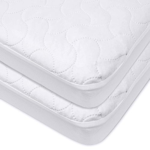 American Baby Company 2 Pack Waterproof Fitted Crib and Toddler Mattress Protector, Quilted and Noiseless Crib & Toddler Mattress Pad Cover, White, 52"x28"x9" - 2 Count