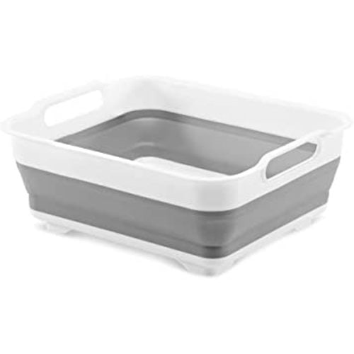 madesmart Collapsible Wash Basin - Grey/White | SINKWARE COLLECTION | Foldable for Easy Storage and Space Saving | Handles for Portability | BPA-Free
