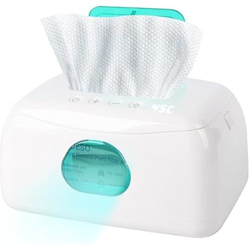 Baby Wipe Warmer with 16-Level Precision Heating, Portable USB-Powered Wet Wipe Warmer, Auto-Lift Spring Wet Wipes Dispenser, Gentle 45°-60° Diaper Wipes Warmer for Diaper Changes, Home & Travel Use