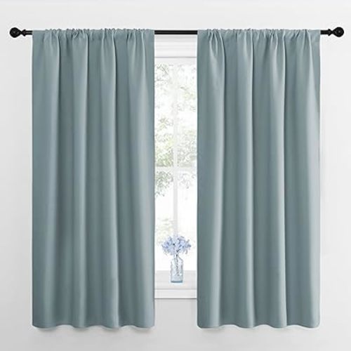 NICETOWN 2 Panels Blackout Curtains, Rod Pocket Thermal Insulated Curtains for Bedroom, Room Darkning Shading Blinds Modern Home Decoration for Living Room, Home Office, W42 x L63 in, Stormy Blue