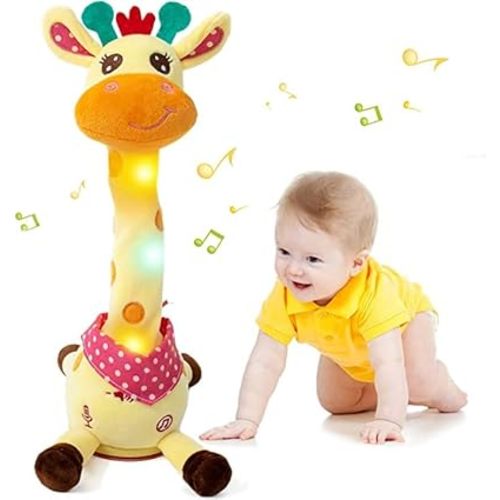 Emoin Dancing Giraffe Stuffed Animal Baby Toys Singing 10 Children's Song Infants Toddlers Toy Repeats What You Say Interactive Deer Push Glowing Musical Toy for Boys Girls Birthday Gift