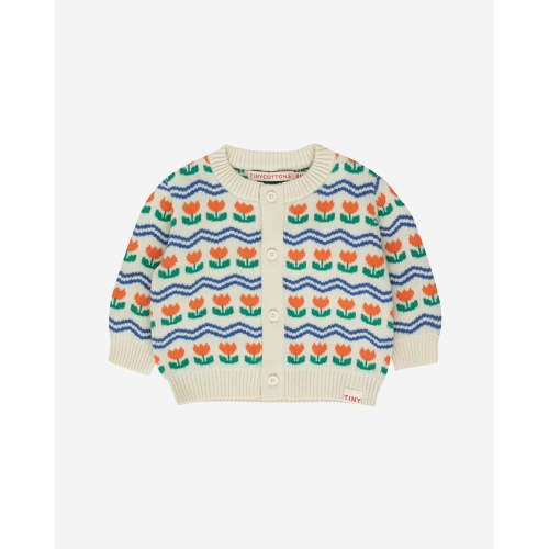 FLOWERS BABY CARDIGAN - LIGHT CREAM