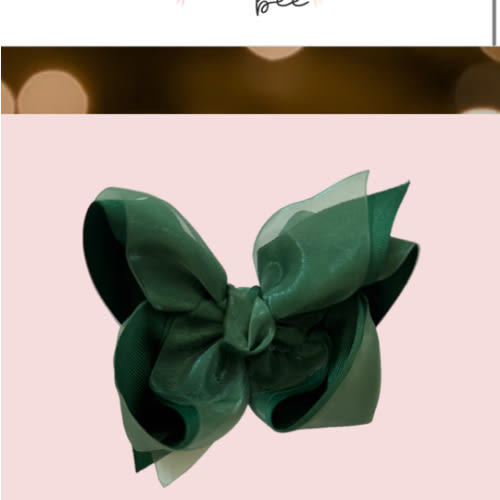 Forest Green Layered Organza/Grosgrain Bow