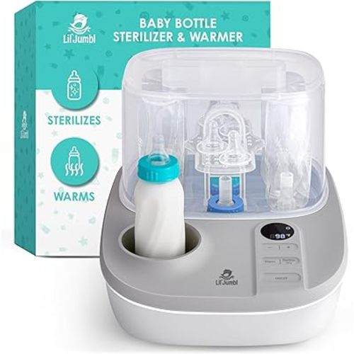 Lil' Jumbl 2-in-1 Baby Bottle Sterilizer & Warmer – Time-Saving Sterilizer & Dryer for Baby Bottles, Pacifiers, Pump Parts & Essentials – Features Precise Temperature Control Bottle Warmer