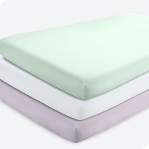 Bare Home 3 Pack Fitted Sheets - Premium 1800 Collection - Ultra Soft - Crib, Spring Mint/Lilac/White