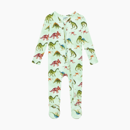 Posh Peanut Footie Zippered One Piece - Open Green, 6-9 Months