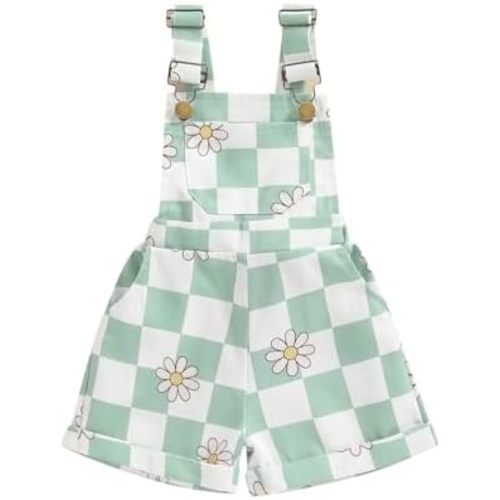 Toddler Baby Girl Sunflower Print Overalls Shorts with Pocket Suspender Trousers Cute Summer Clothing Outfit