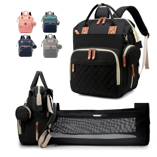 Awanhe Baby Diaper Bag Backpack with Changing Station, Waterproof Bags for Boys & Girls, USB Charging Port, Black