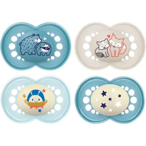 MAM Original Day & Night Baby Pacifier, Nipple Shape Helps Promote Healthy Oral Development, Glows in The Dark, 3 Pack, 6-16 Months, Boy,3 Count (Pack of 1)