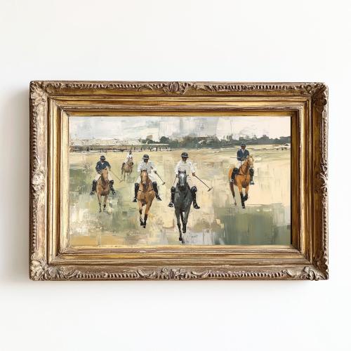 Vintage Polo Match Wall Art | Equestrian Sports Print | Rustic Horse Racing Art | Luxury Country Club & Lodge Decor | Digital Download