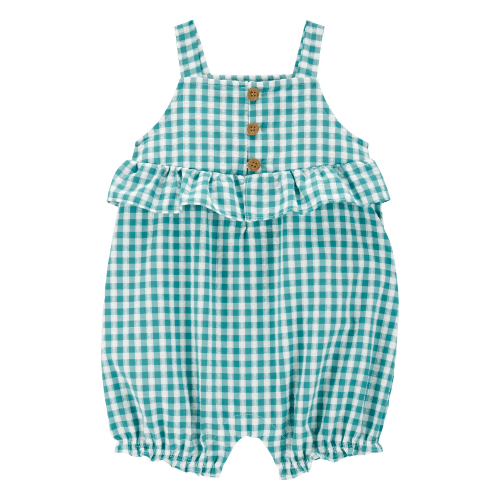 Baby Gingham Tank Romper - Green - Carter's | Carter's