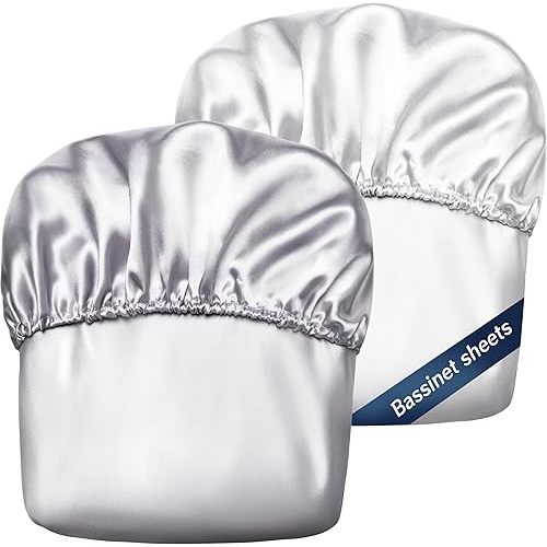 Pro Goleem Satin Bassinet Sheet 2 Pack Great for Baby Hair Soft Silk Feeling Sheet for Cradle or Bassinet Pad＆Mattress for Boys and Girls Gift for Newborn and Infant White and Gray