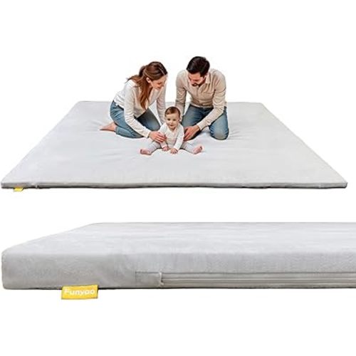 79" ×71" Padded Baby Play Mat for Floor, 1.2" Thick Memory Foam Mat with Non-Slip Bottom, Tummy Time Activity Gym & Safe Crawling Space, Machine-Washable Cover, Fits 79" x71" Playpens