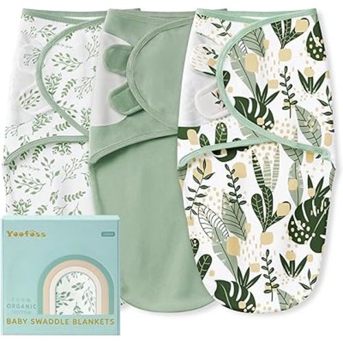 Yoofoss Baby Swaddles for Newborns 100% Organic Cotton, Adjustable Swaddle Sleep Sack 0-3 Months Newborn Swaddle Sack, Breathable Soft(Small)