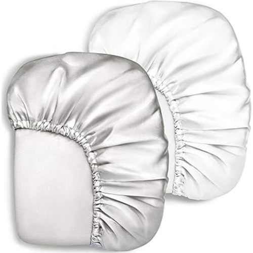Pro Goleem 2 Pack Satin Soft Crib Sheet Great for Baby with Sensitive Hair Silky Baby Sheet White and Gray Unisex 52’’x28’’x8’’ Fitted Sheets