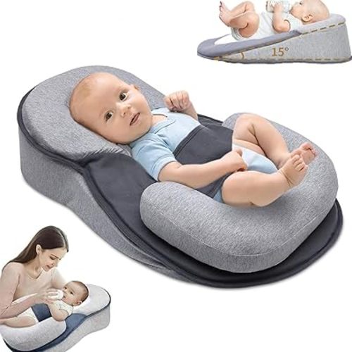 Baby Feeding Wedge Pillow, Reflux Support Pillow for Infants, Breastfeeding Pillow for Reflux, Comfortable for Play & Feeding