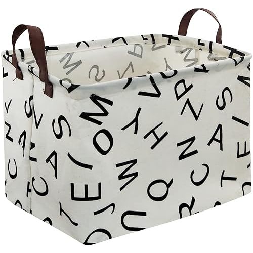 HIYAGON Rectangular Storage Box Basket for Baby, Kids or Pets - Fabric Collapsible Storage Bin for Organizing Toys,Nursery Basket,Clothing,Books, Gift Baskets(alphabet)