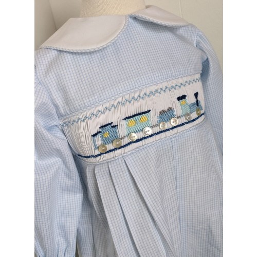 Boys Smocked rompers. Boys Smocked train smocked rompers. Boys winter romper. Smocked train