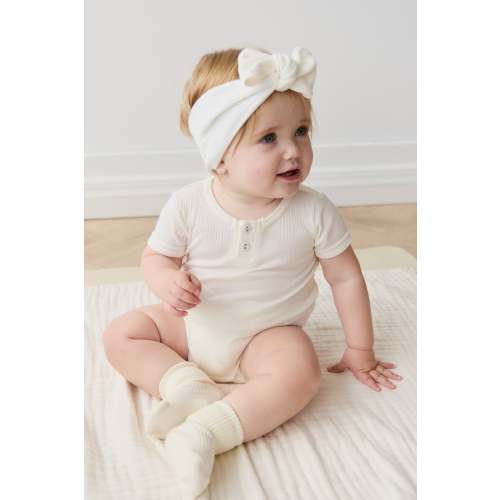 Organic Cotton Modal Darcy Rib Tee Bodysuit - Milk