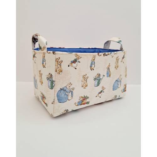 Peter Rabbit storage basket, Fabric bin, Nursery organizer container, Baby shower gift caddy