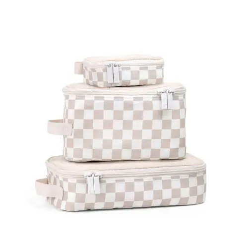 Pack Like A Boss™ Packing Cubes - Taupe Checkerboard