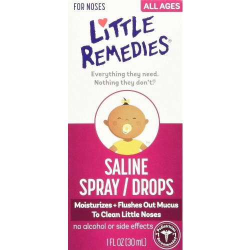 Little Remedies Newborn + Nose Saline Spray Drops, Wash Away Mucus, 1 Oz, 5-Pack