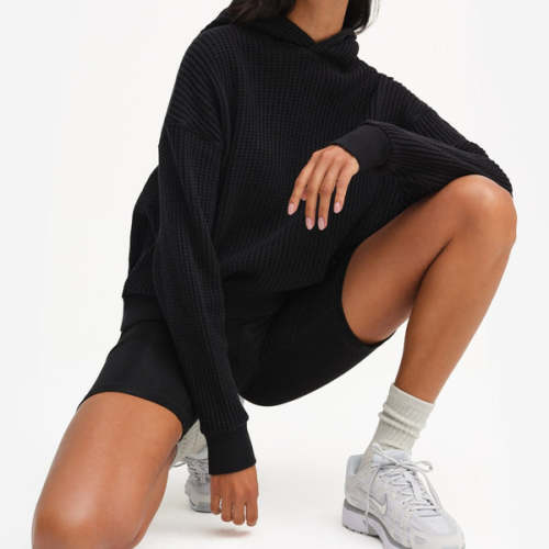 Organic Waffle Relaxed Hoodie - Size M