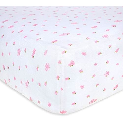 Burts Bees Baby Print Fitted Crib Sheet Organic Cotton BEESNUG - Pink Butterfly Garden Prints, Fits Unisex Standard Bed and Toddler Mattress, Infant Essentials, 28 x 52 x 5.5 Inch 1-Pack