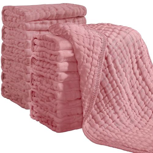 Looxii Muslin Burp Cloths 100% Cotton Muslin Cloths 12 Pack Large 20''x10'' Extra Soft and Absorbent Baby Burping Cloth for Boys and Girls (Bean Paste)