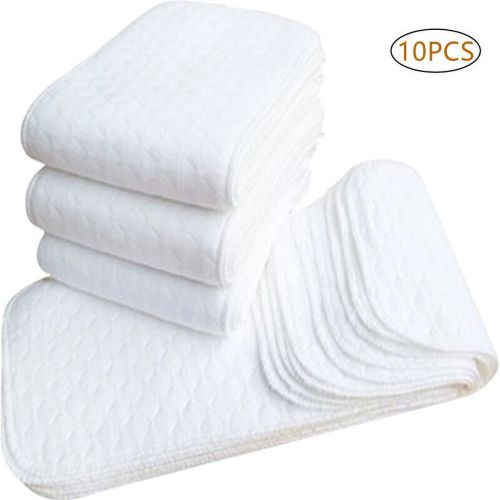 Muslin Burp Cloths 10 Pcs Large Cotton Baby Burp Clothes 6 Layers Extra Thick Absorbent and Soft, Burp Rags Muslin Bibs Unisex for Boys and Girls, Baby Shower, (White, 18''x7'')