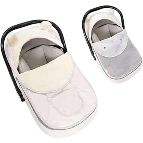 Baby Car Seat Cover Winter Car Seat Cover for Babies,Infant Car Seat Cover for Boys & Girls-Keeps Baby Warm and Cozy,2 in 1Universal Baby carseat Cover,Infant Stroller Cover Fit for All Season(White)