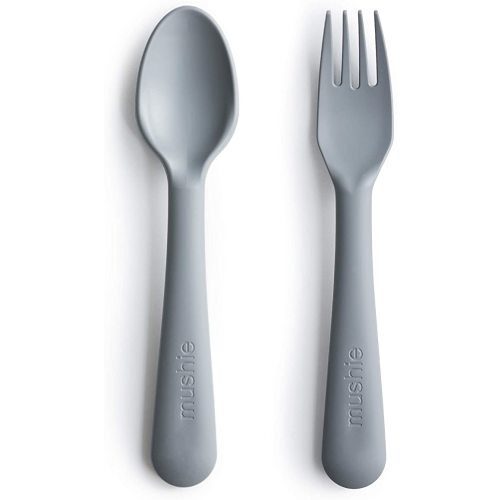 mushie Flatware Fork and Spoon Set for Kids | Made in Denmark (Cloud)
