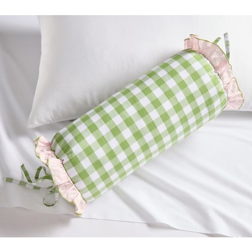 Green Check Bolster Pillow