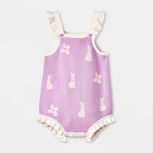 Baby Girls' Bunny Printed Overalls Set - Cat & Jack™ Purple 3-6m