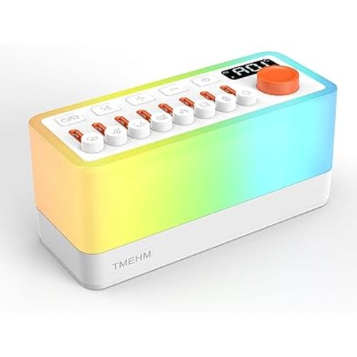 White Noise Sleep Sound Machine with 8 Nature Sounds, Portable Bluetooth Speaker, 12 Colors Night Lights, Sleep Timer & Breathing Exercises, for Babies, Kids, and Adults
