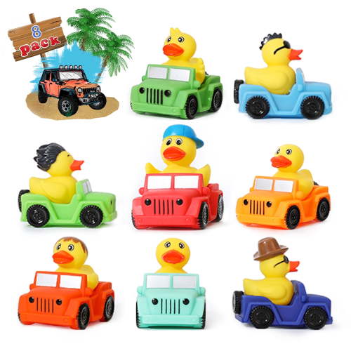 XY-WQ 8 Pack Rubber Duck for Jeeps Ducking - 3" Bulk Floater Duck for Kids - The Shape of a Vehicle - Baby Bath Toy Assortment - Party Favors, Birthdays, Bath Time, and More (8 Varieties)