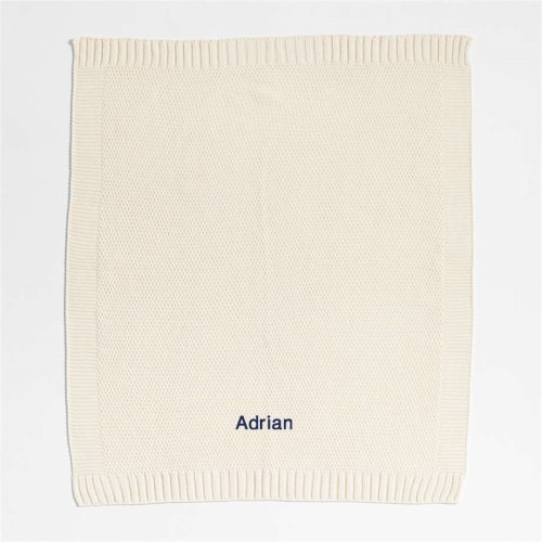 Personalized Bubble Knit Arctic Ivory Baby Stroller Blanket