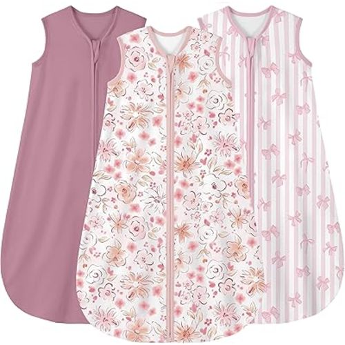 Yoofoss Baby Sleep Sack 0-6 Months Wearable Blanket for Babies 100% Organic Cotton 2-Way Zipper TOG 0.5 Toddler Sleeping Sack 3 Pack, Comfy Lightweight Sleep Sacks