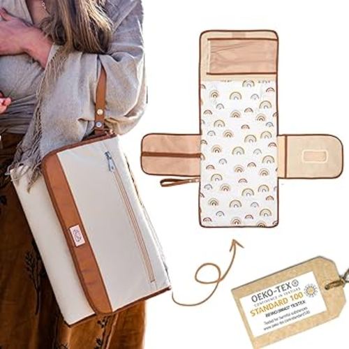Portable Diaper Changing Pad — Non-Toxic, Oeko-TEX Certified - Designer Baby Changing Pad Portable Changing Pad for Baby, Foldable, Waterproof, Wipeable, Smart Travel Changing Pad (Standard)