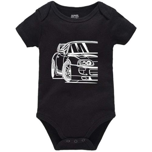 Pengshiliu Beautiful car Newborn Baby Romper Bodysuit Short Sleeve Onesie Black