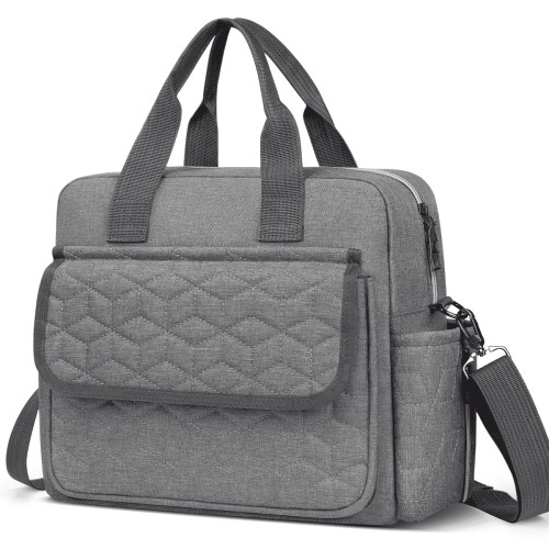 "GPED Diaper Bag Tote, Large Capacity Baby Bag, Gray, Waterproof, Insulated, 12.26""x11.02""x4.72"