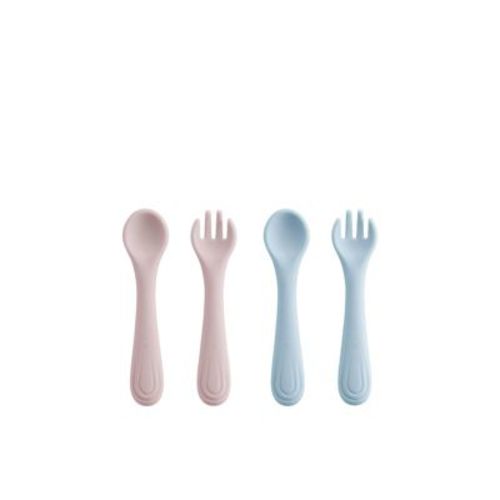 Bc Babycare Tiny Grip Silicone Fork and Spoon 4pcs Toddler Utensils Silicone Flatware Sets